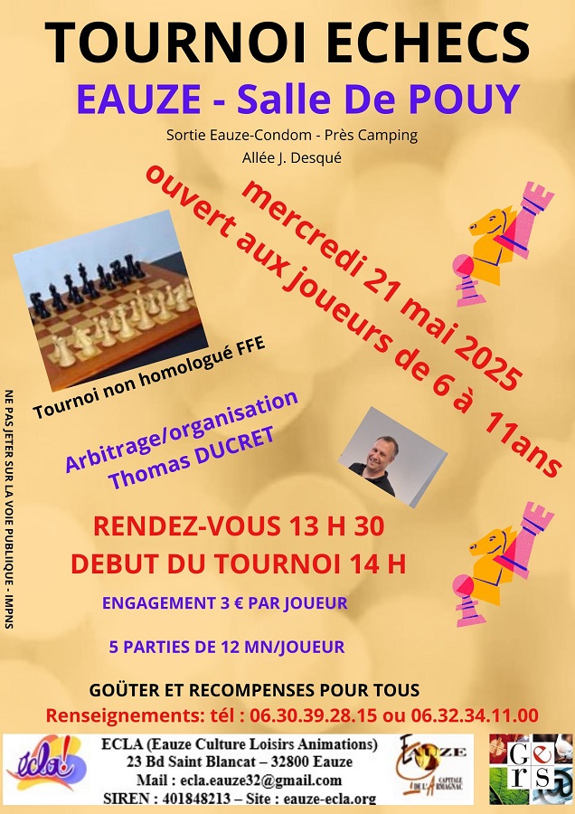 AFFICHE TOURNOI ECHECS AFFICHE TOURNOI ECHECS